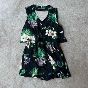 Peach Love California Black Floral Romper